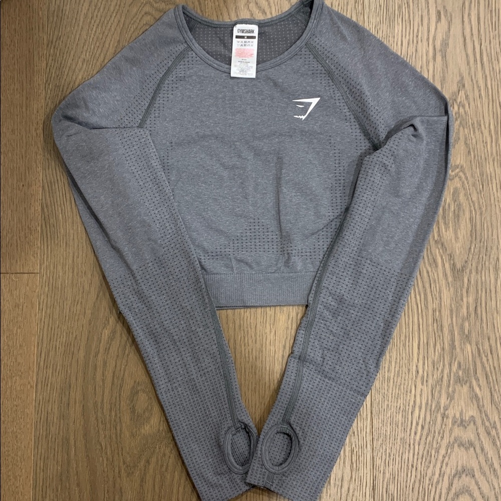 Gymshark Heather Gray Long Sleeve Crop Top